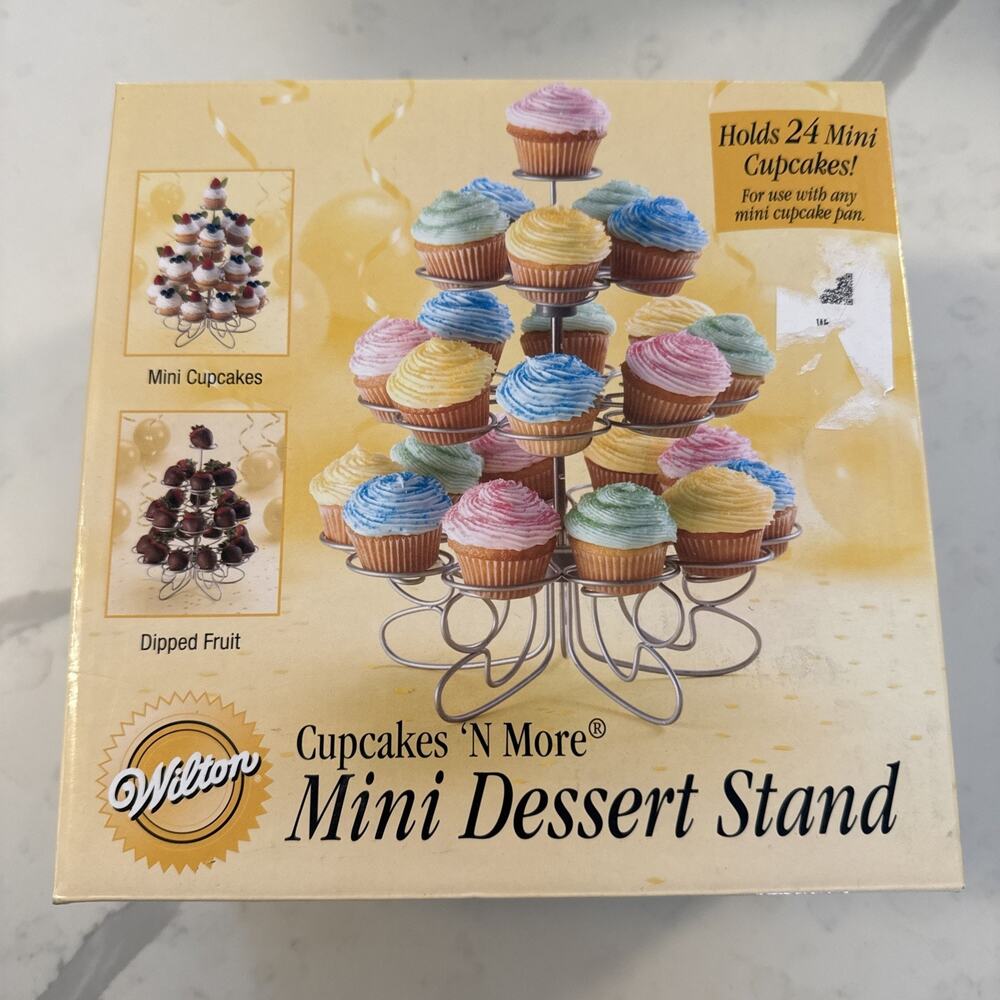 NEW Wilton Mini Dessert Silver Toned Stand For Mini Cupcakes, Dipped Fruit, Etc.